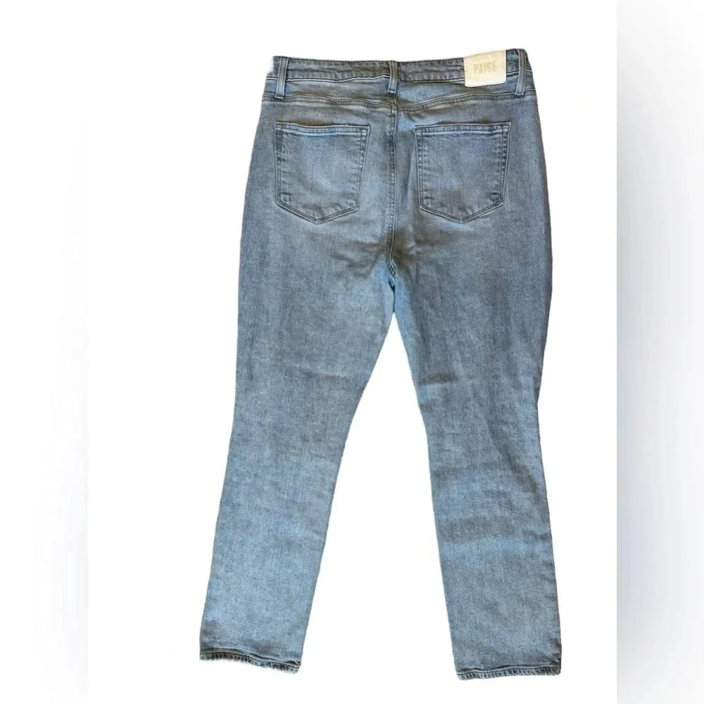 Paige Sarah Slim Jeans Distressed Light Wash Straight Leg High Rise Women’s 31